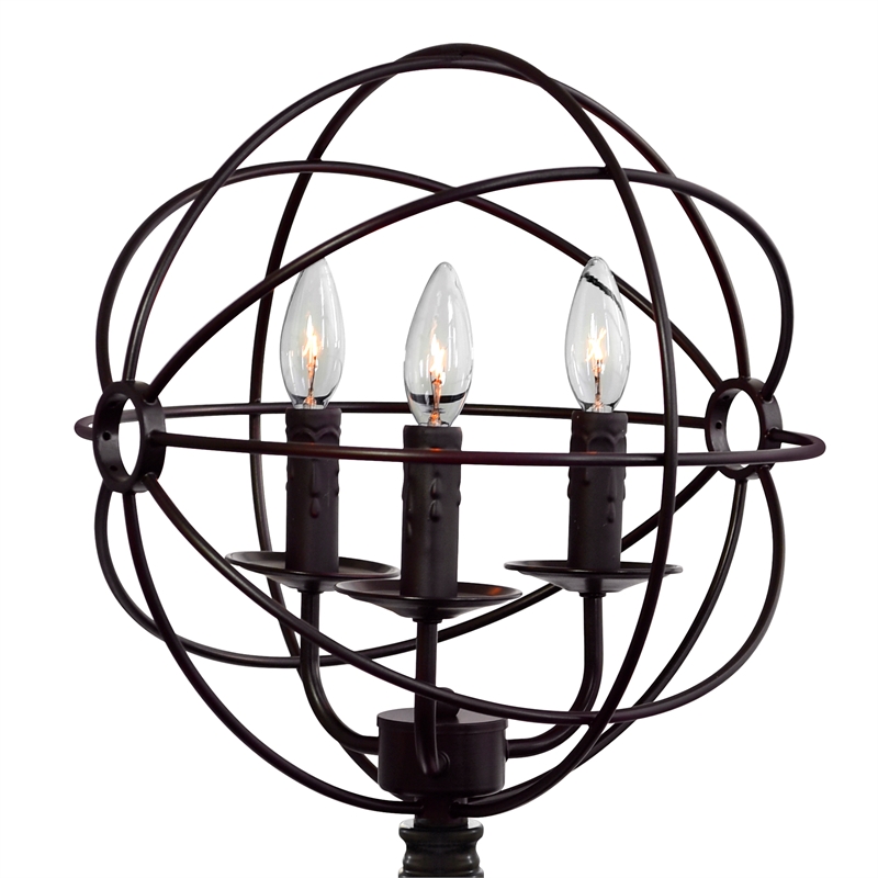 CWI Lighting Arza 3 Light Farmhouse Metal Table Lamp in Brown