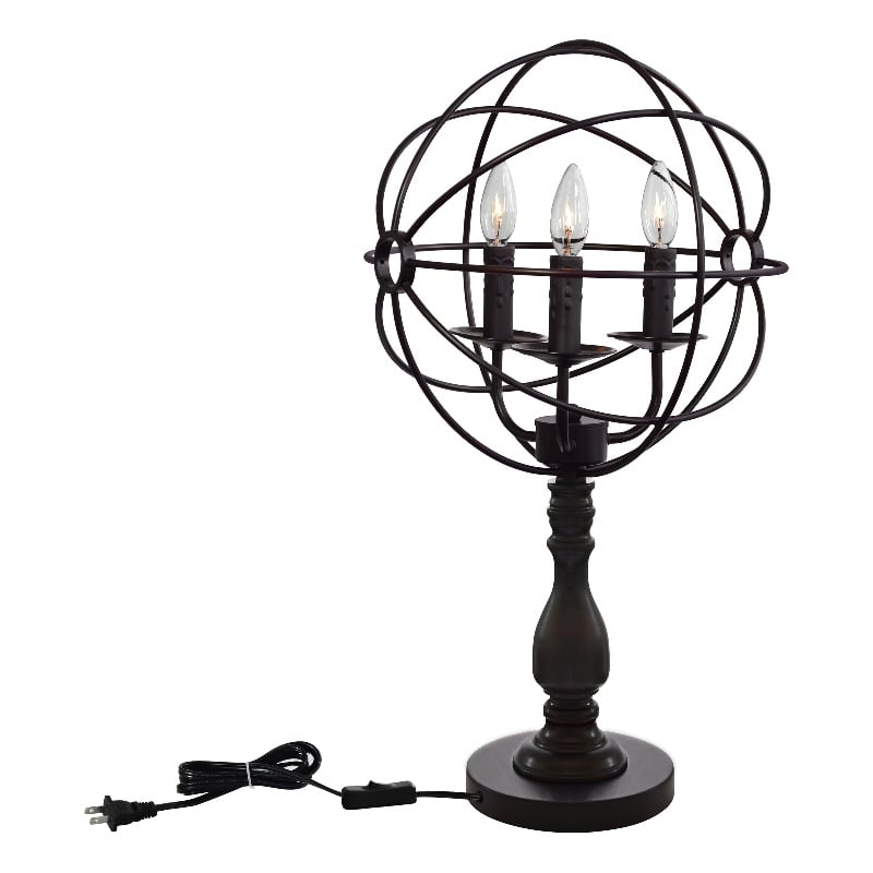 CWI Lighting Arza 3 Light Farmhouse Metal Table Lamp in Brown