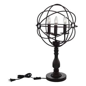 CWI Lighting Arza 3 Light Farmhouse Metal Table Lamp in Brown