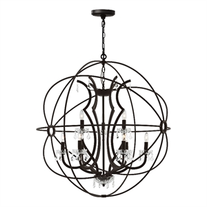 CWI Lighting Campechia 9 Light Up Farmhouse Metal Chandelier in Brown