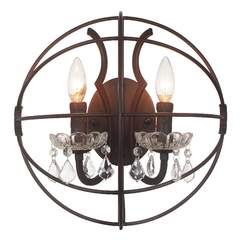 CWI Lighting Campechia 2 Light Farmhouse Metal Wall Sconce in Brown