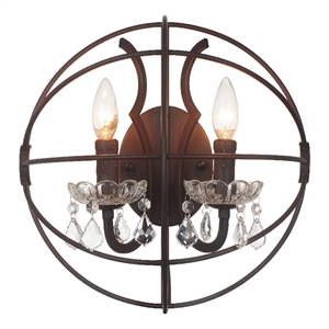 CWI Lighting Campechia 2 Light Farmhouse Metal Wall Sconce in Brown
