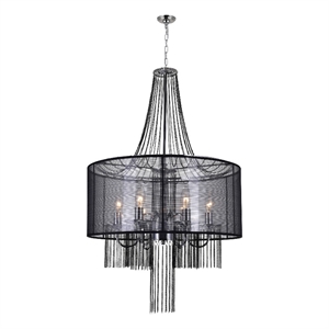 CWI Lighting Amelia 6 Light Drum Shade Metal Chandelier in Chrome