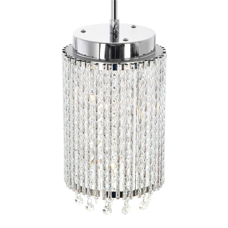 CWI Lighting Claire 2 Light Drum Shade Metal Mini Pendant in Chrome