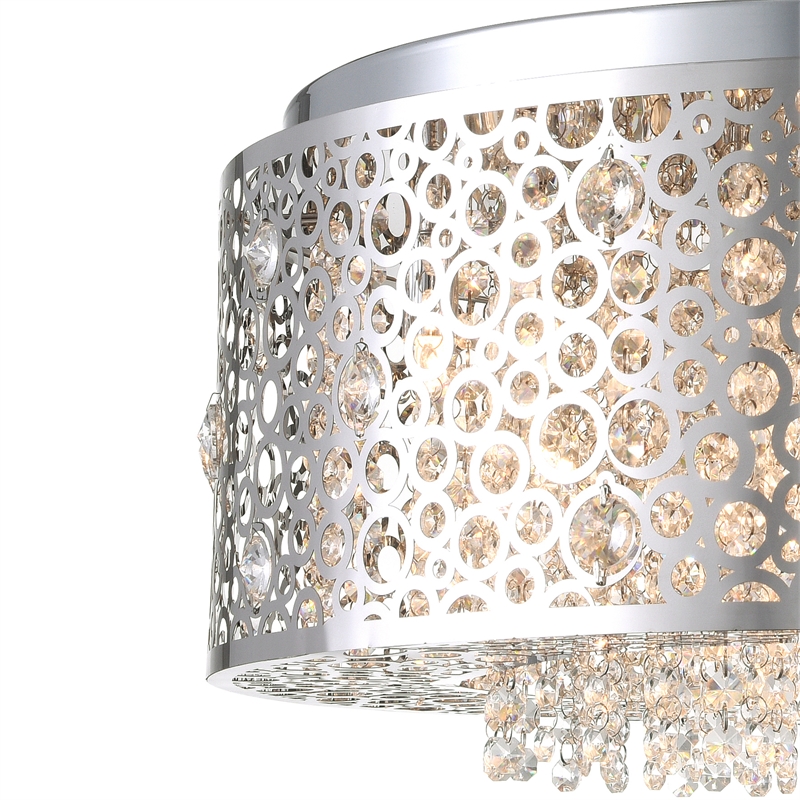CWI Lighting Bubbles 11 Light Drum Shade Metal Chandelier in Chrome