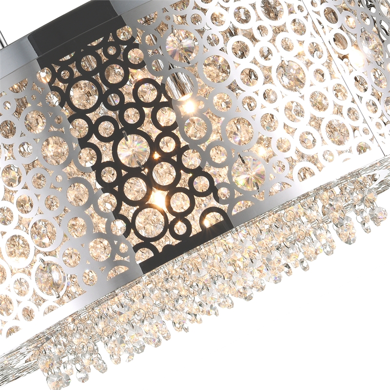 CWI Lighting Bubbles 11 Light Drum Shade Metal Chandelier in Chrome