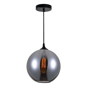 CWI Lighting Glass 1 Light Down Metal Mini Pendant in Black Smoke
