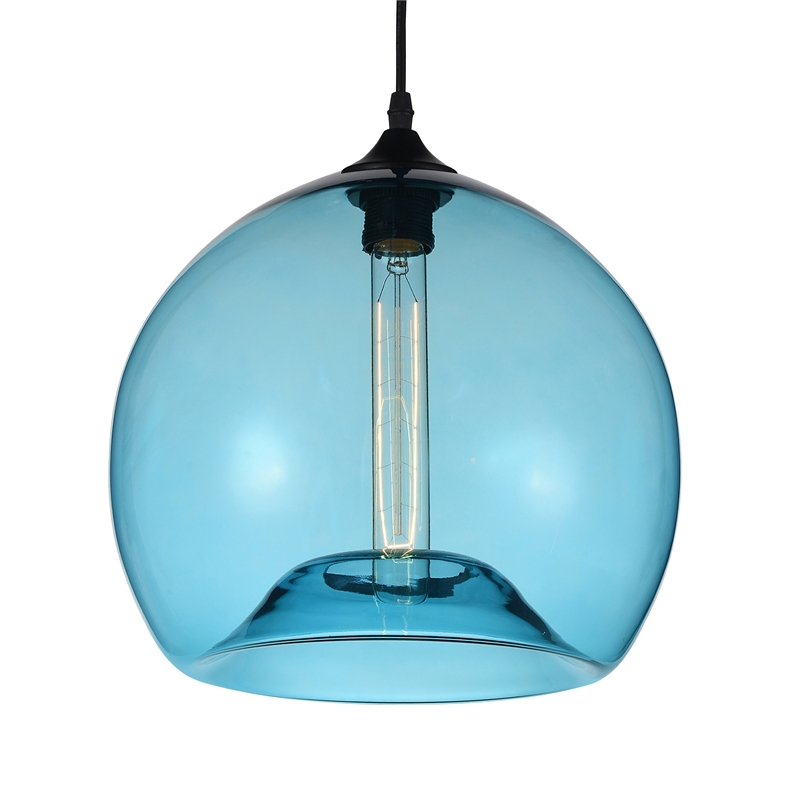 CWI Lighting Glass 1 Light Contemporary Metal Mini Pendant in Black/Blue