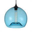 CWI Lighting Glass 1 Light Contemporary Metal Mini Pendant in Black/Blue