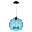 CWI Lighting Glass 1 Light Contemporary Metal Mini Pendant in Black/Blue