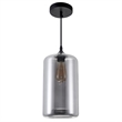 CWI Lighting Glass 1 Light Contemporary Metal Mini Pendant in Black Smoke