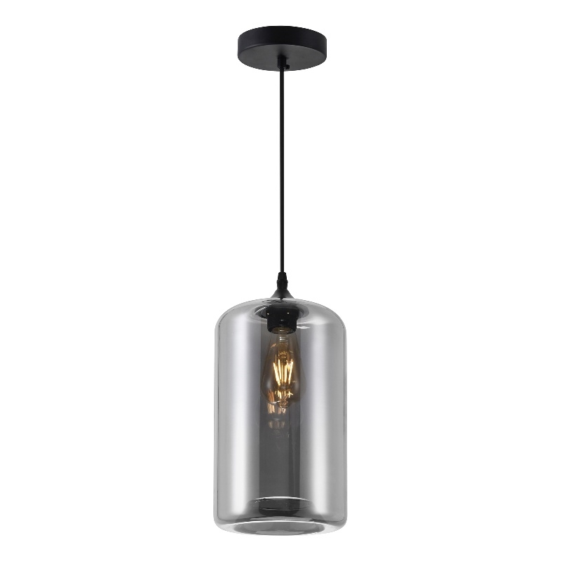 CWI Lighting Glass 1 Light Contemporary Metal Mini Pendant in Black Smoke