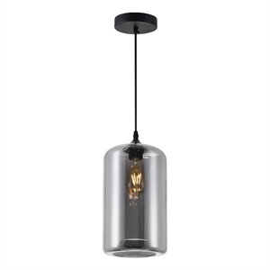 CWI Lighting Glass 1 Light Contemporary Metal Mini Pendant in Black Smoke