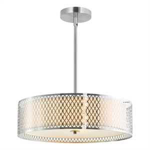 CWI Lighting Mikayla 5 Light Drum Shade Metal Chandelier in Satin Nickel