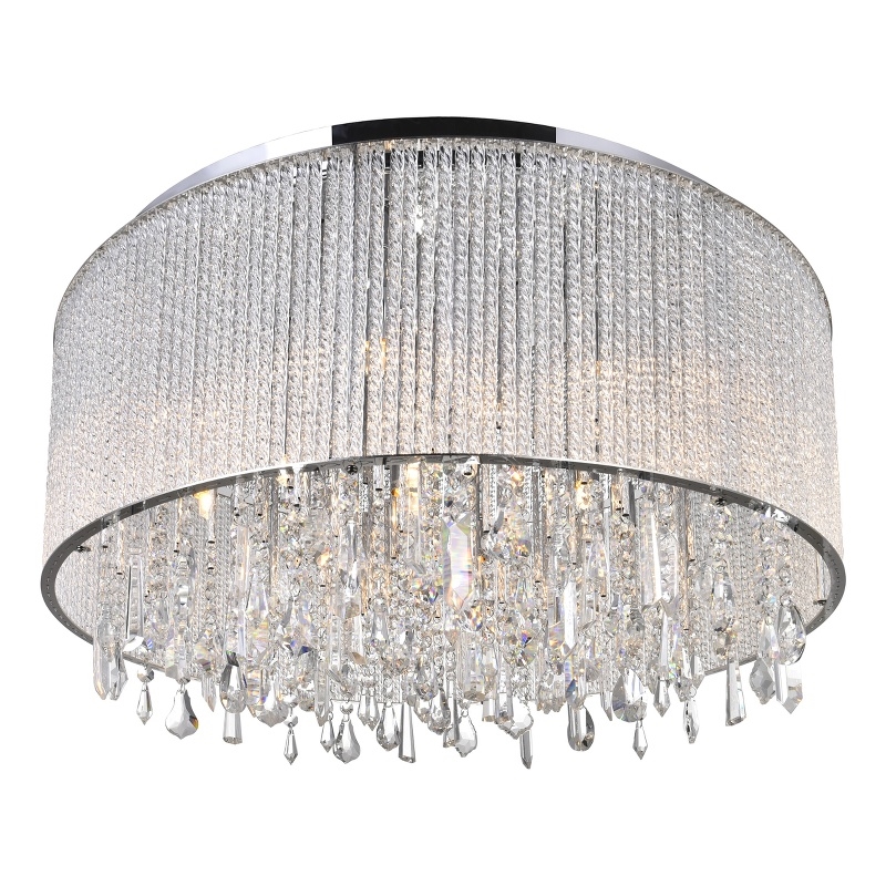 CWI Lighting Benson 14 Light Drum Shade Metal Flush Mount Light in Chrome