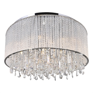 CWI Lighting Benson 14 Light Drum Shade Metal Flush Mount Light in Chrome