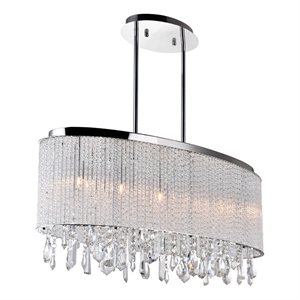 CWI Lighting Benson 5 Light Drum Shade Metal Chandelier in Chrome