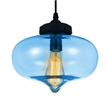 CWI Lighting Glass 1 Light Contemporary Metal Mini Pendant in Blue/Black