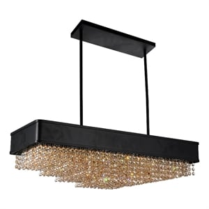 CWI Lighting Medina10 Light Drum Shade Metal Chandelier in Black