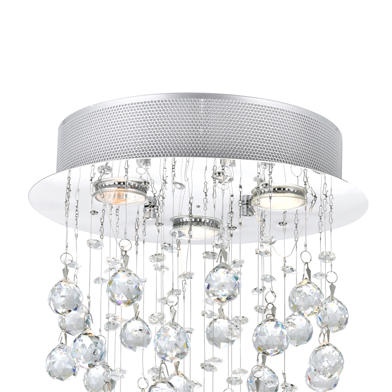 CWI Lighting Rain Drop 3 Light Metal Flush Mount Light in Chrome