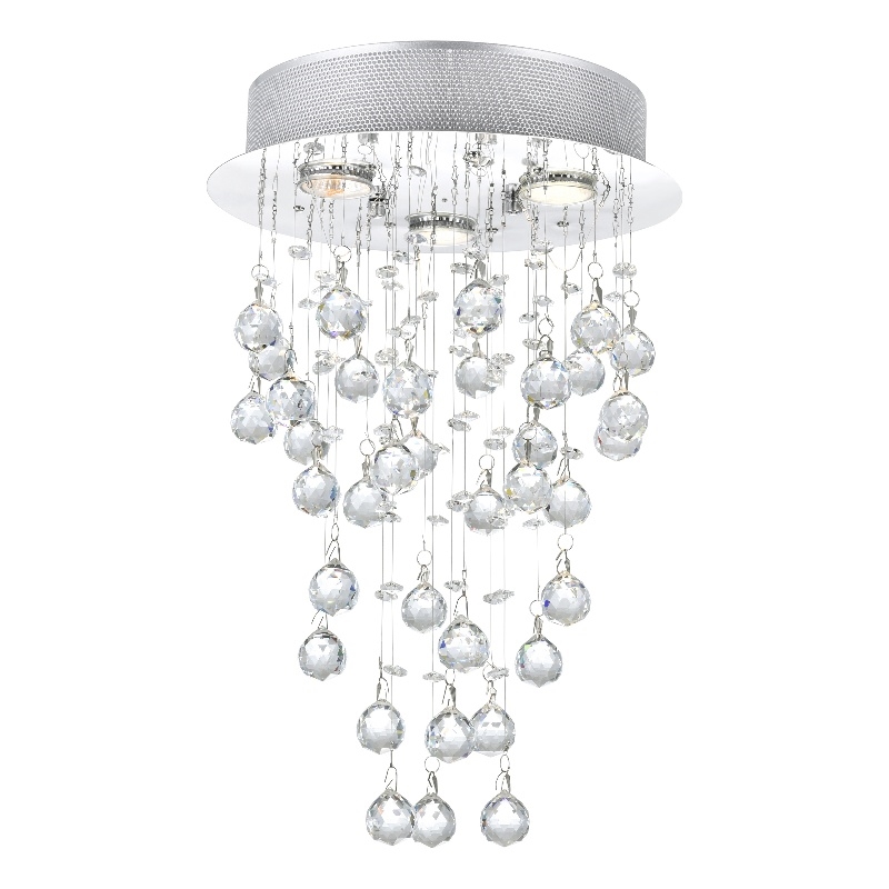 CWI Lighting Rain Drop 3 Light Metal Flush Mount Light in Chrome
