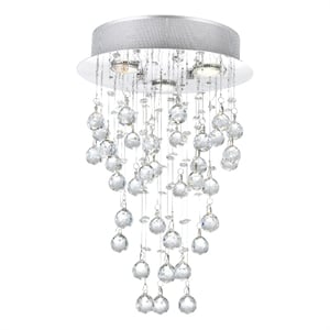 CWI Lighting Rain Drop 3 Light Metal Flush Mount Light in Chrome
