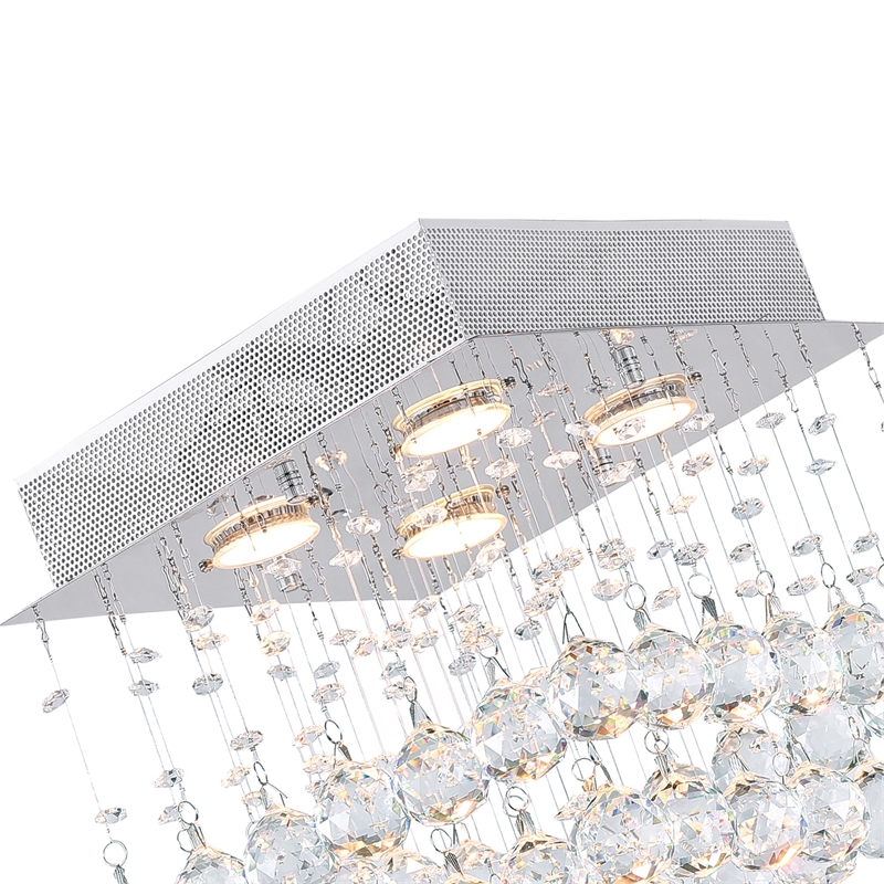 CWI Lighting Square 4 Light Transitional Metal Flush Mount Light in Chrome