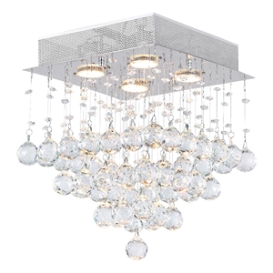 CWI Lighting Square 4 Light Transitional Metal Flush Mount Light in Chrome