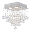 CWI Lighting Square 4 Light Transitional Metal Flush Mount Light in Chrome