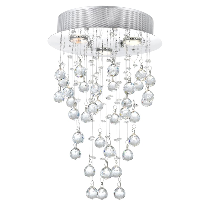 CWI Lighting Rain Drop 4 Light Metal Flush Mount Light in Chrome