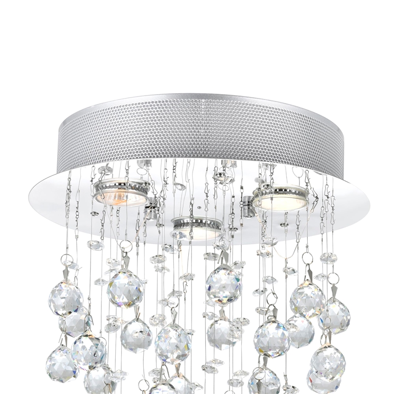 CWI Lighting Rain Drop 4 Light Metal Flush Mount Light in Chrome