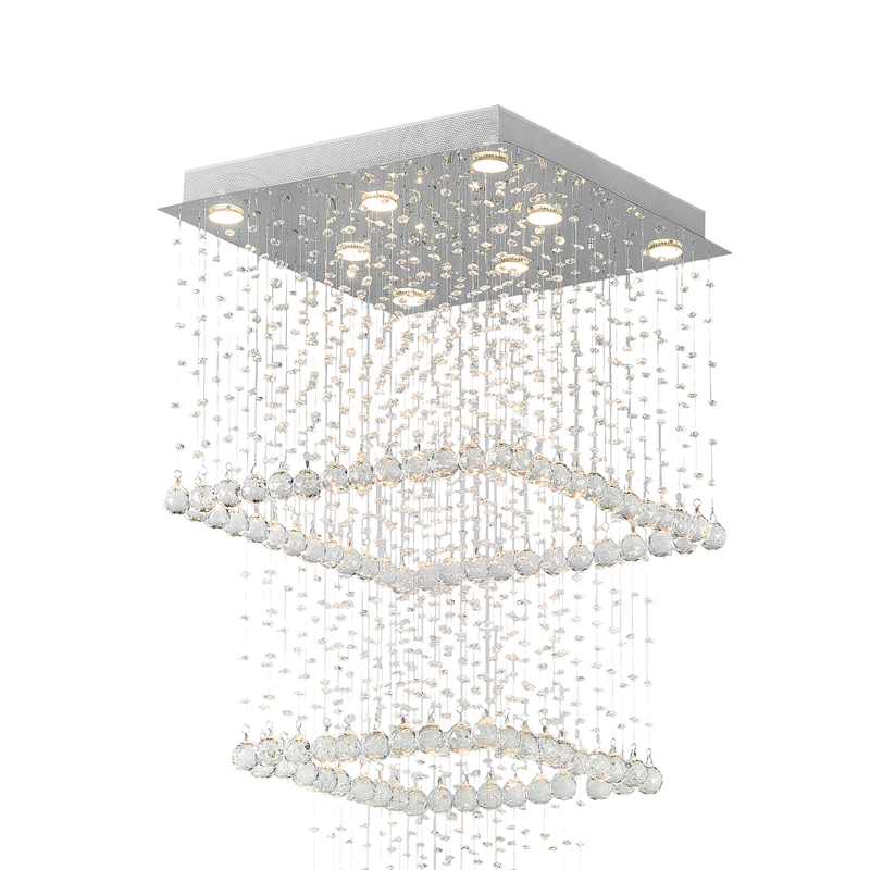 CWI Lighting Square 8 Light Transitional Metal Flush Mount Light in Chrome