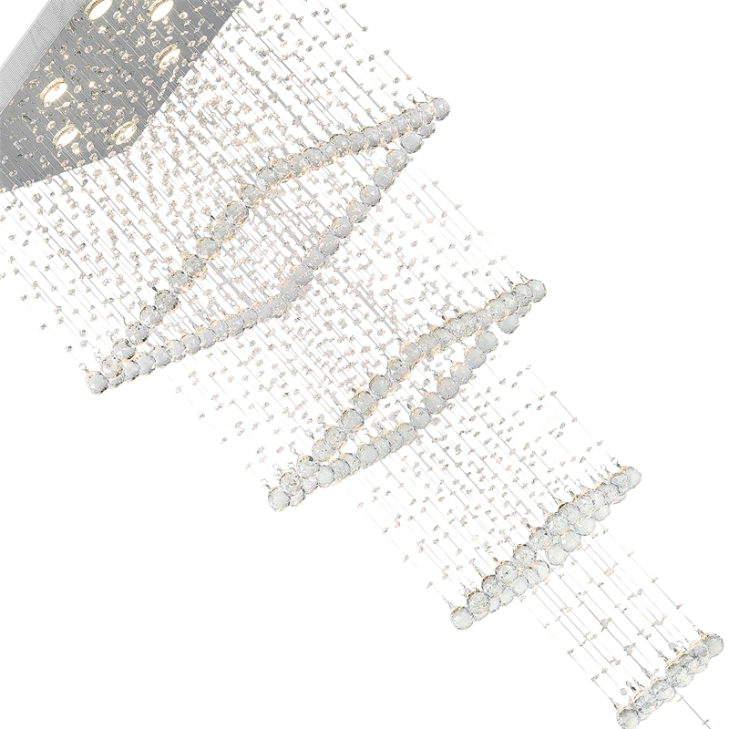 CWI Lighting Square 8 Light Transitional Metal Flush Mount Light in Chrome