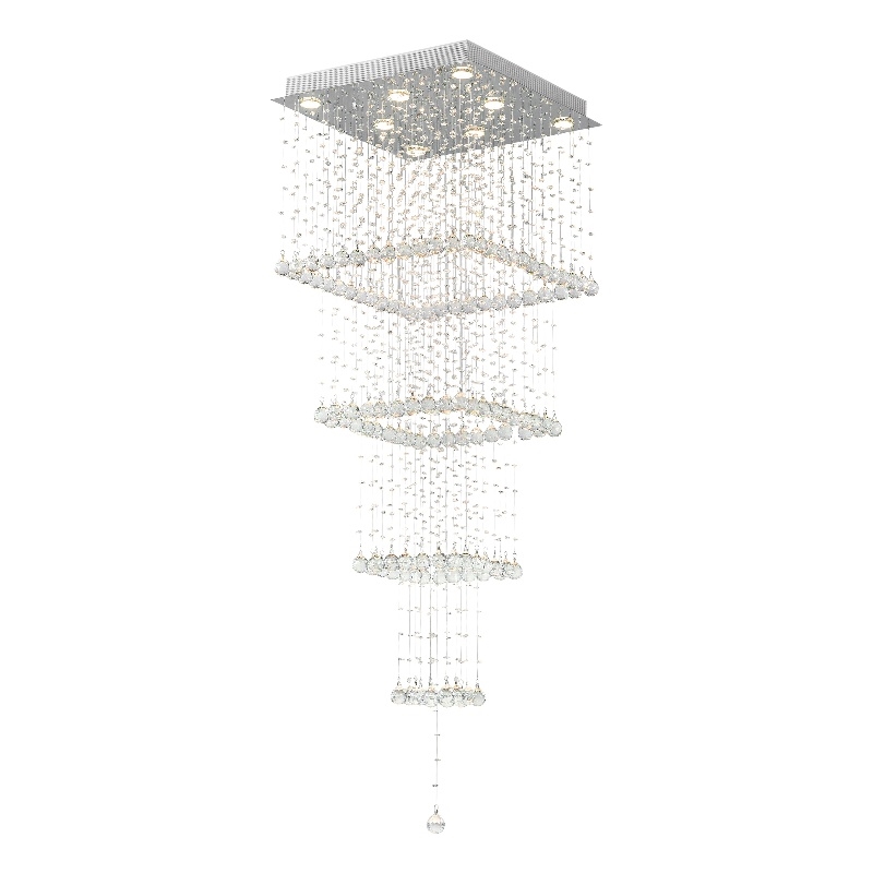 CWI Lighting Square 8 Light Transitional Metal Flush Mount Light in Chrome