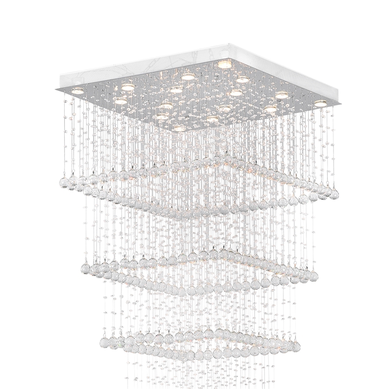 CWI Lighting Square16 Light Transitional Metal Flush Mount Light in Chrome