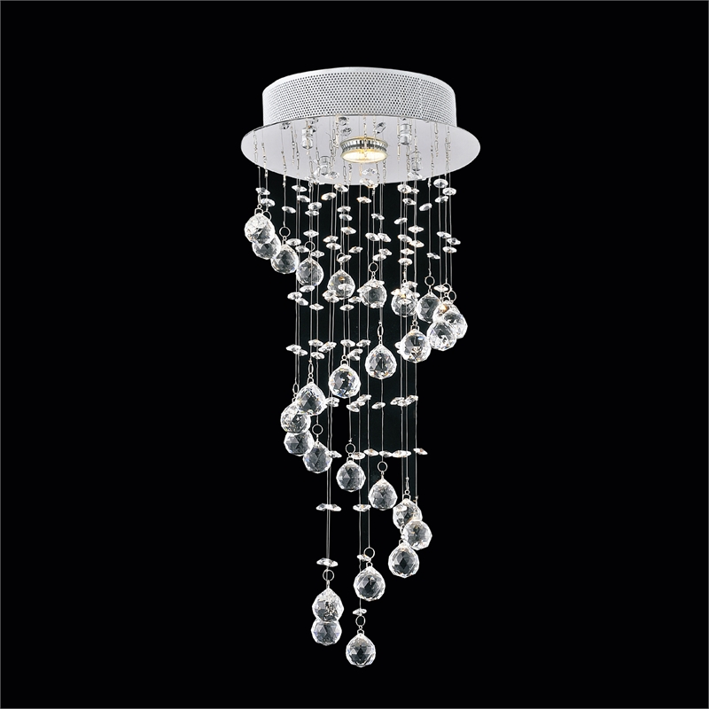 CWI Lighting Spiral 1 Light Transitional Metal Flush Mount Light in Chrome