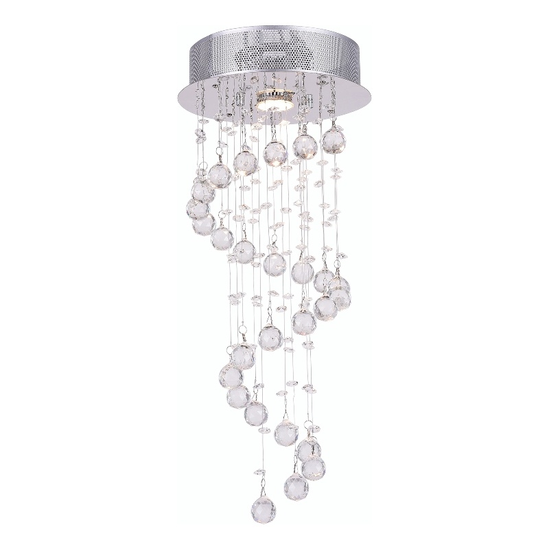 CWI Lighting Spiral 1 Light Transitional Metal Flush Mount Light in Chrome