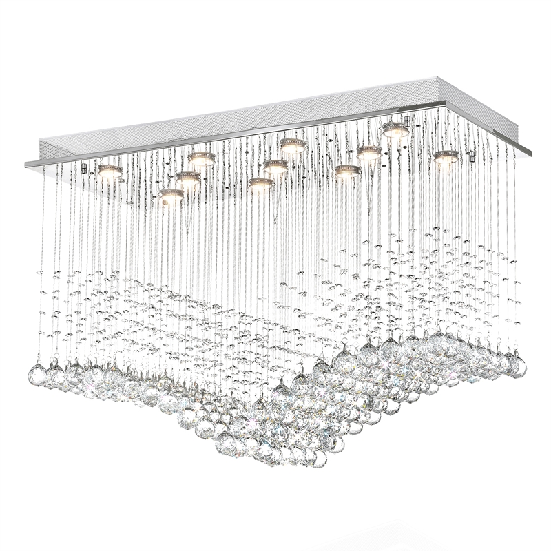 CWI Lighting Twinkle 11 Light Transitional Metal Flush Mount Light in Chrome