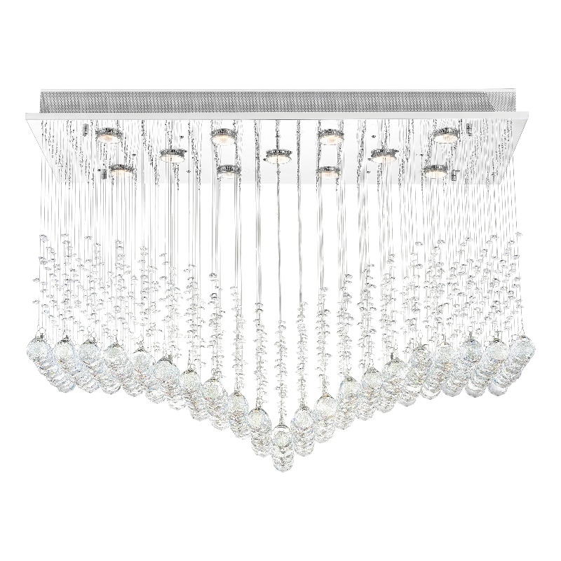 CWI Lighting Twinkle 11 Light Transitional Metal Flush Mount Light in Chrome