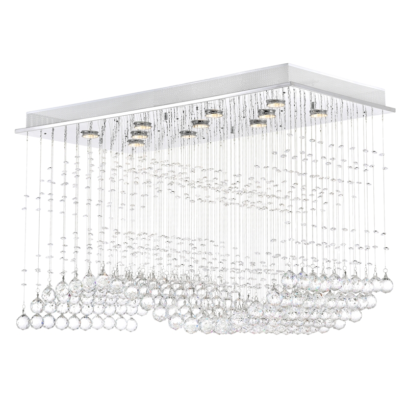 CWI Lighting Twinkle 11 Light Transitional Metal Flush Mount Light in Chrome