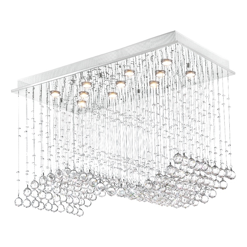 CWI Lighting Twinkle 11 Light Transitional Metal Flush Mount Light in Chrome