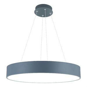 CWI Lighting Arenal Drum Shade Contemporary Metal LED Pendant in Gray/White