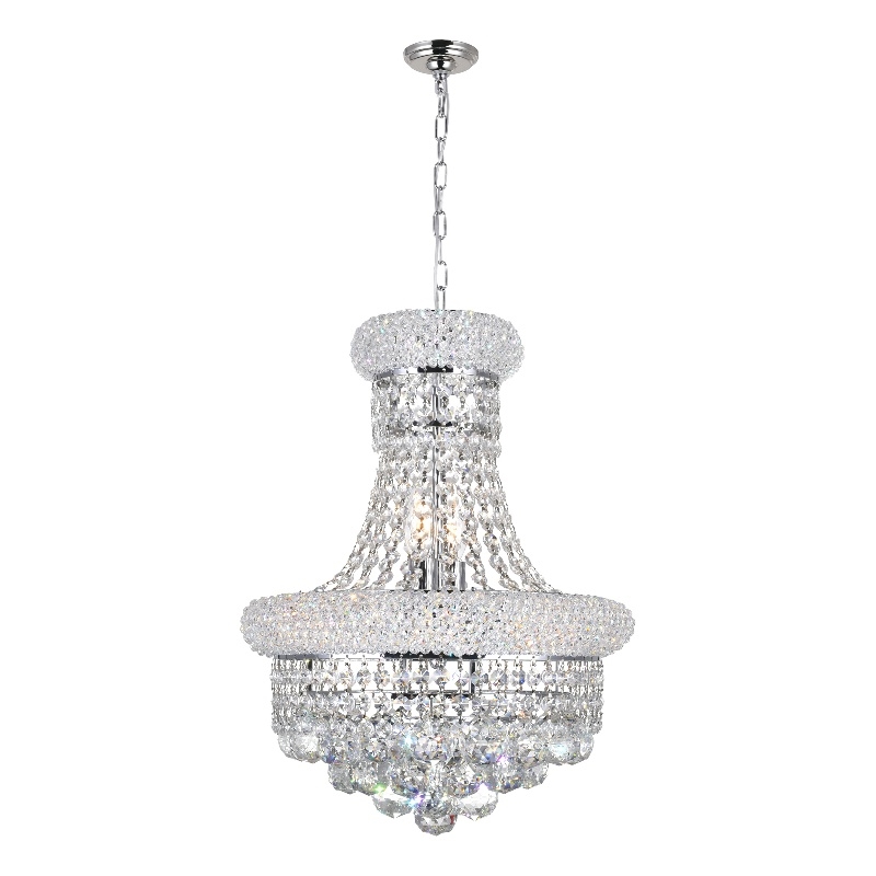 CWI Lighting Empire 6 Light Transitional Metal Chandelier in Chrome