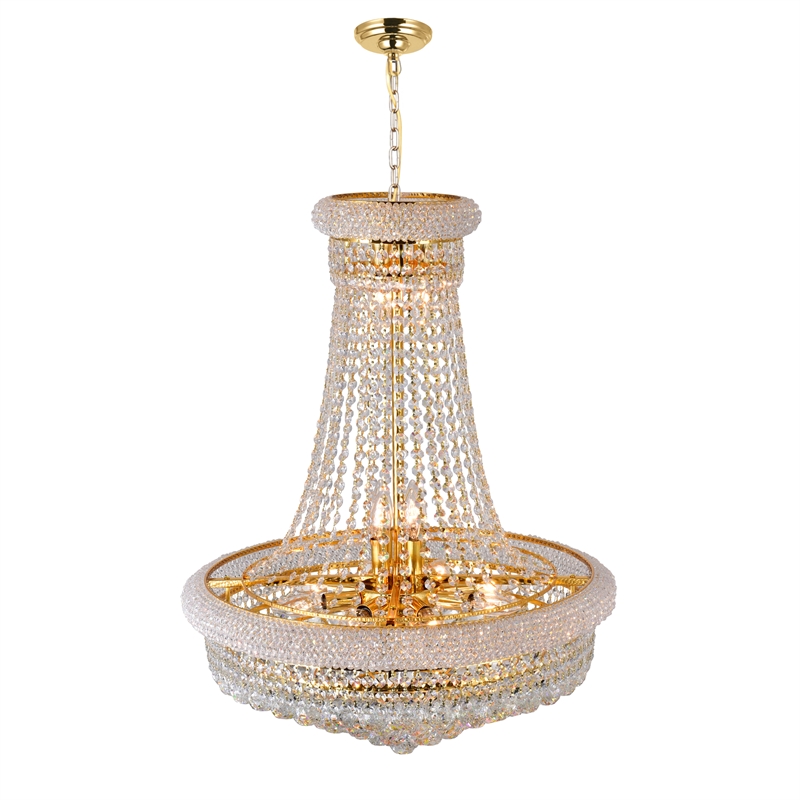 CWI Lighting Empire 17 Light Down Transitional Metal Chandelier in Gold