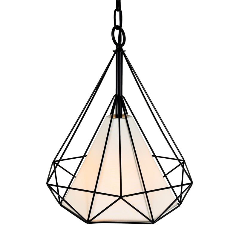 CWI Lighting Diamond 1 Light Down Contemporary Metal Pendant in Black