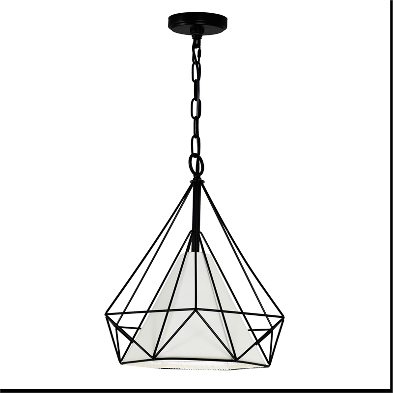 CWI Lighting Diamond 1 Light Down Contemporary Metal Pendant in Black