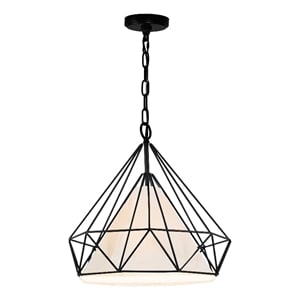 CWI Lighting Diamond 1 Light Down Contemporary Metal Pendant in Black