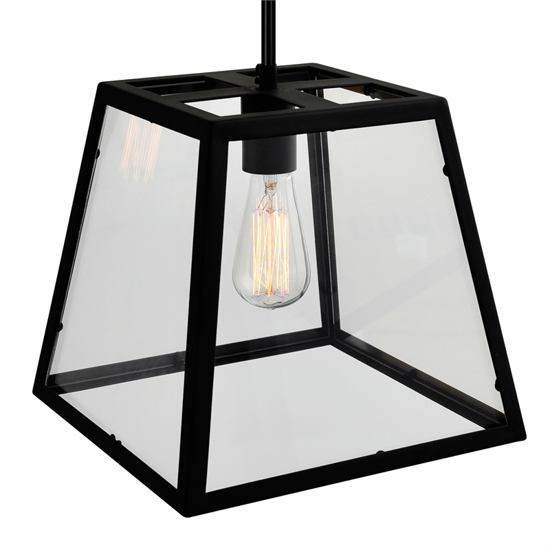 CWI Lighting Alyson 1 Light Down Farmhouse Metal Mini Pendant in Black