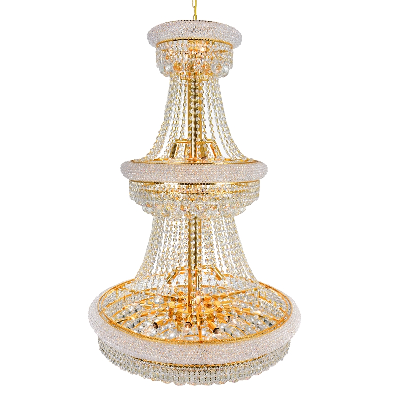 CWI Lighting Empire 32 Light Down Transitional Metal Chandelier in Gold