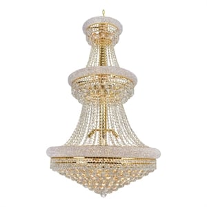 CWI Lighting Empire 32 Light Down Transitional Metal Chandelier in Gold